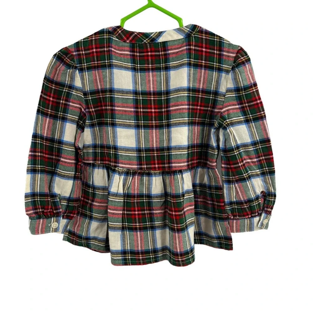 Baby Gap Plaid Flannel Peplum‎ Top 3 Toddler New